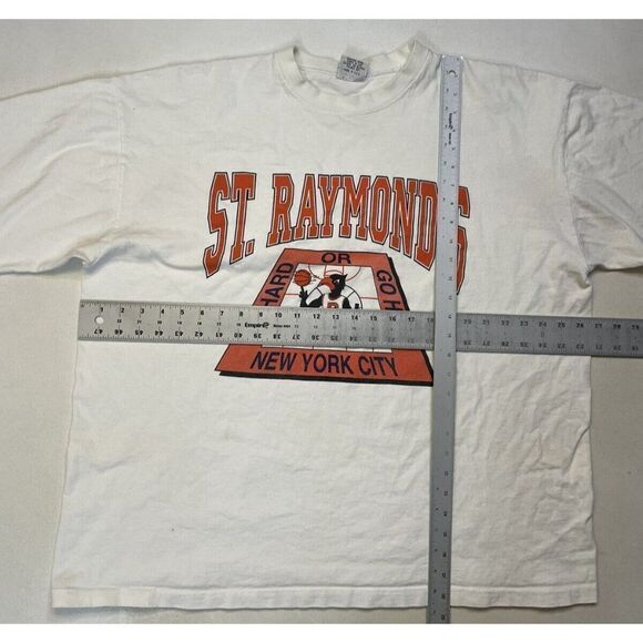 VINTAGE St Raymond's New York City Graphic T-shirt Men XXL White USA 90s - Picture 12 of 12